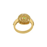 Gold Plated Cubic Zirconia Peridot Ring, Earring And Pendant