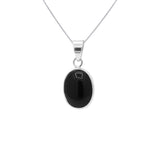 Bezel Set Oval Cut Black Onyx Gemstone Pendant Jewelry For Her