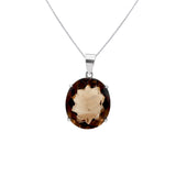 Prong Set 925 Sterling Silver Smoky Topaz Gemstone Pendant Jewelry