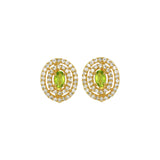 Gold Plated Cubic Zirconia Peridot Ring, Earring And Pendant