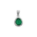 Pear Shape Emerald Stone Ring, Earring And Pendant Set