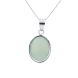 Handmade 925 Sterling Silver Natural Aqua Chalcedony Gemstone Energy Healing Pendant
