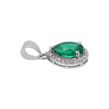 Pear Shape Emerald Stone Ring, Earring And Pendant Set