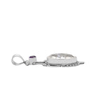 Natural Oval Cut White Topaz & Round Cut Amethyst Gemstone Pendant Gift For Her