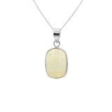 925 Sterling Silver Natural Rectangle Lemon Quartz Gemstone Handmade Pendant Jewelry
