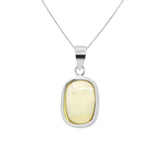 925 Sterling Silver Natural Rectangle Lemon Quartz Gemstone Handmade Pendant Jewelry