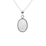 925 Sterling Silver Natural White Topaz Oval Cut Gemstone Pendant Jewelry