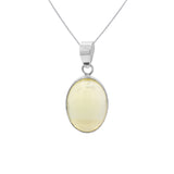 Handmade 925 Sterling Silver Oval Cut Natural Lemon Quartz Gemstone Healing Pendant Jewelry