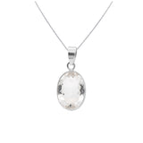Beautiful Natural Oval Cut White Topaz Gemstone 925 Sterling Silver Pendant Jewelry