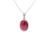 Natural Oval Ruby Gemstone 925 Sterling Silver Pendant Jewelry