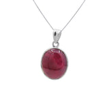 Solid 925 Sterling Silver Dark Ruby Oval Cut Gemstone Healing Pendant Jewelry