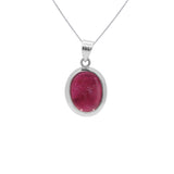 Solid 925 Sterling Silver Dark Ruby Oval Cut Gemstone Healing Pendant Jewelry