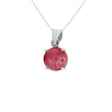 Natural Ruby Round Shaped Gemstone 925 Sterling Silver Pendant Jewelry