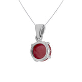 Natural Ruby Round Shaped Gemstone 925 Sterling Silver Pendant Jewelry