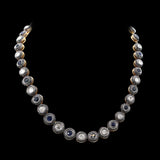 Natural Blue Sapphire Gemstone And Polki Diamond Gold Necklace