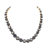 Natural Blue Sapphire Gemstone And Polki Diamond Gold Necklace