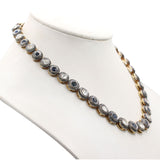 Natural Blue Sapphire Gemstone And Polki Diamond Gold Necklace
