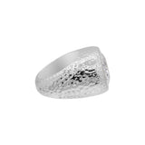 Silver Hammered White Topaz Gemstone Ring