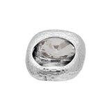 Silver Hammered White Topaz Gemstone Ring