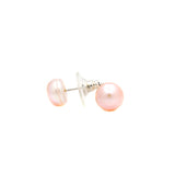 Round Pearl Gemstone 925 Sterling Silver Stud Earring