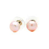 Round Pearl Gemstone 925 Sterling Silver Stud Earring