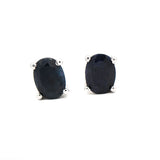Oval Shape Blue Sapphire Silver Earring