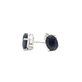 Oval Shape Blue Sapphire Silver Earring