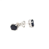 Oval Shape Blue Sapphire Silver Earring