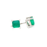Square Shape Green Onyx Gemstone Earring