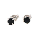 925 Sterling Silver Natural Round Shaped Black Onyx Gemstone Stud Earring