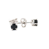925 Sterling Silver Natural Round Shaped Black Onyx Gemstone Stud Earring