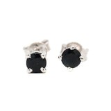 925 Sterling Silver Natural Round Shaped Black Onyx Gemstone Stud Earring