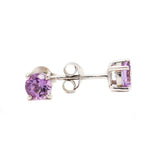 Solid 925 Sterling Silver Natural Amethyst Round Gemstone Stud Earring