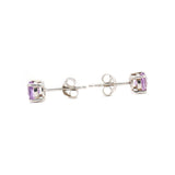 Solid 925 Sterling Silver Natural Amethyst Round Gemstone Stud Earring