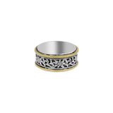 925 Silver Flower Style Spinner Gold Plated Ring