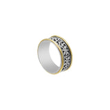 925 Silver Flower Style Spinner Gold Plated Ring