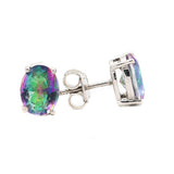 Oval Natural Mystic Topaz Gemstone Earring
