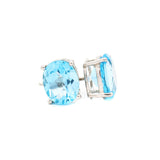 Beautiful Oval Shaped Natural Blue Topaz Gemstone 925 Sterling Silver Stud Earring