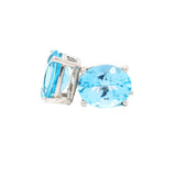 Beautiful Oval Shaped Natural Blue Topaz Gemstone 925 Sterling Silver Stud Earring