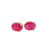 Prong Set 925 Sterling Silver Natural Oval Ruby Gemstone Earring Stud