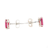 Prong Set 925 Sterling Silver Natural Oval Ruby Gemstone Earring Stud