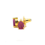 Gold Plated Ruby Gemstone Silver Earring