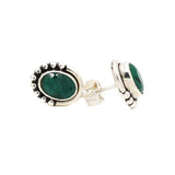 Silver Emerald Gemstone Earring Stud