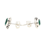 Silver Emerald Gemstone Earring Stud