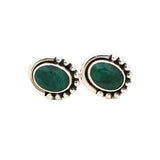 Silver Emerald Gemstone Earring Stud