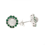 Cat's Eye & Emerald Gemstone Earring Stud