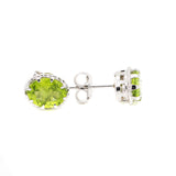 Natural Green Peridot Gemstone 925 Sterling Silver Earring Stud