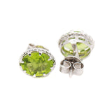 Natural Green Peridot Gemstone 925 Sterling Silver Earring Stud
