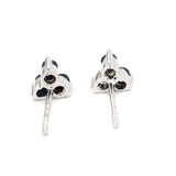 Silver Three Stone Blue Sapphire Stud Earring