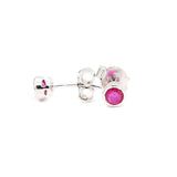 Round Ruby Gemstone Earring Stud